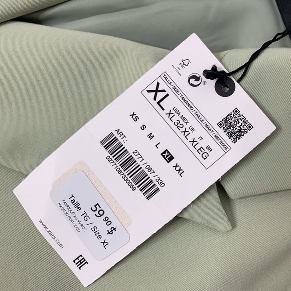 Zara Double Breasted Vest Blazer Green Size L NWT - Picture 13 of 17